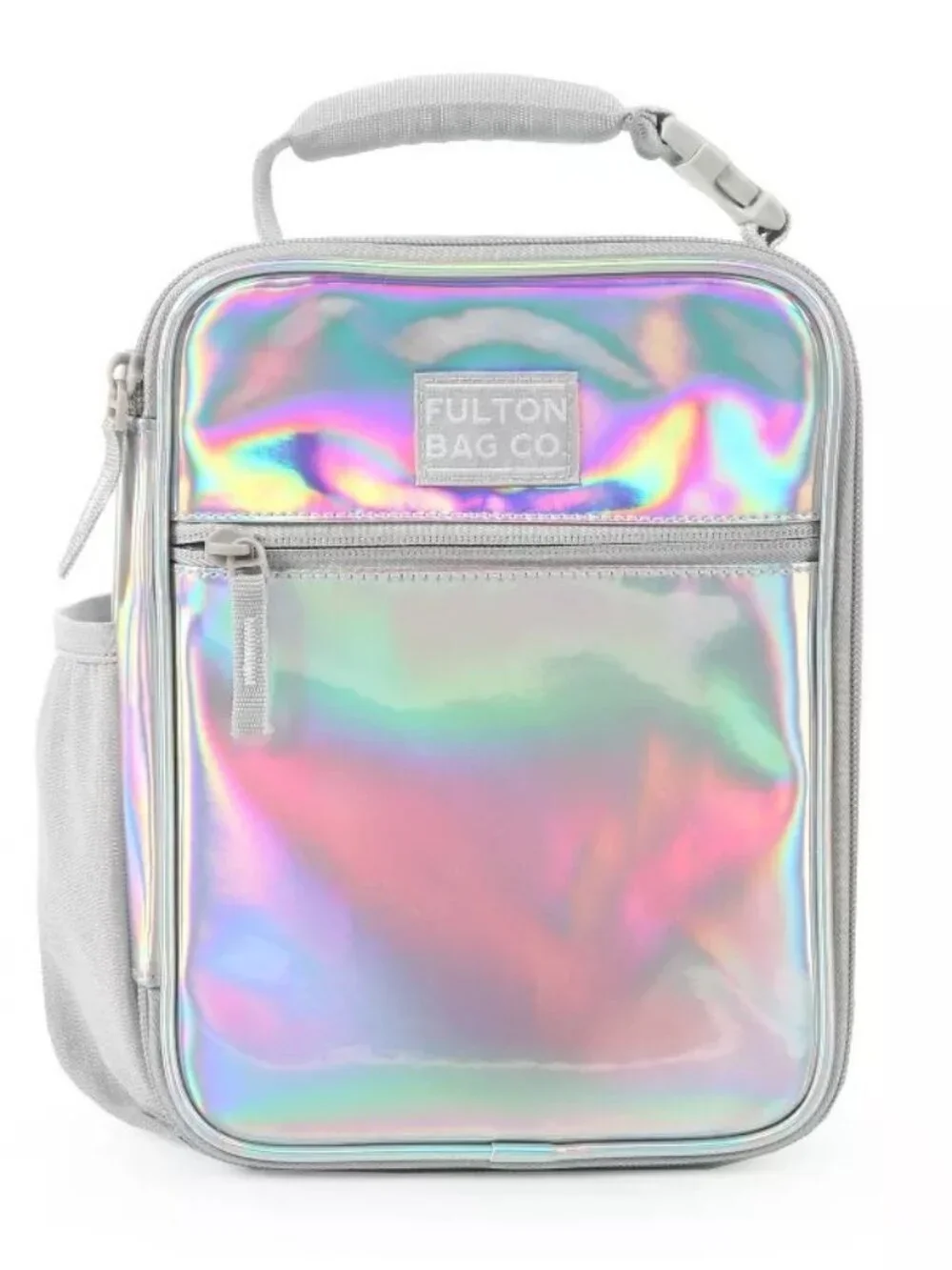 Fulton Bag Co Insulated Lunch Bag Holographic Silver Hard Liner Divider